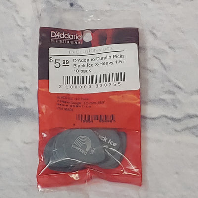 D'Addario Duralin Picks Black Ice X-Heavy 1.5 mm 10 pack