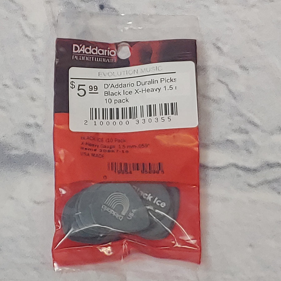 D'Addario Duralin Picks Black Ice X-Heavy 1.5 mm 10 pack