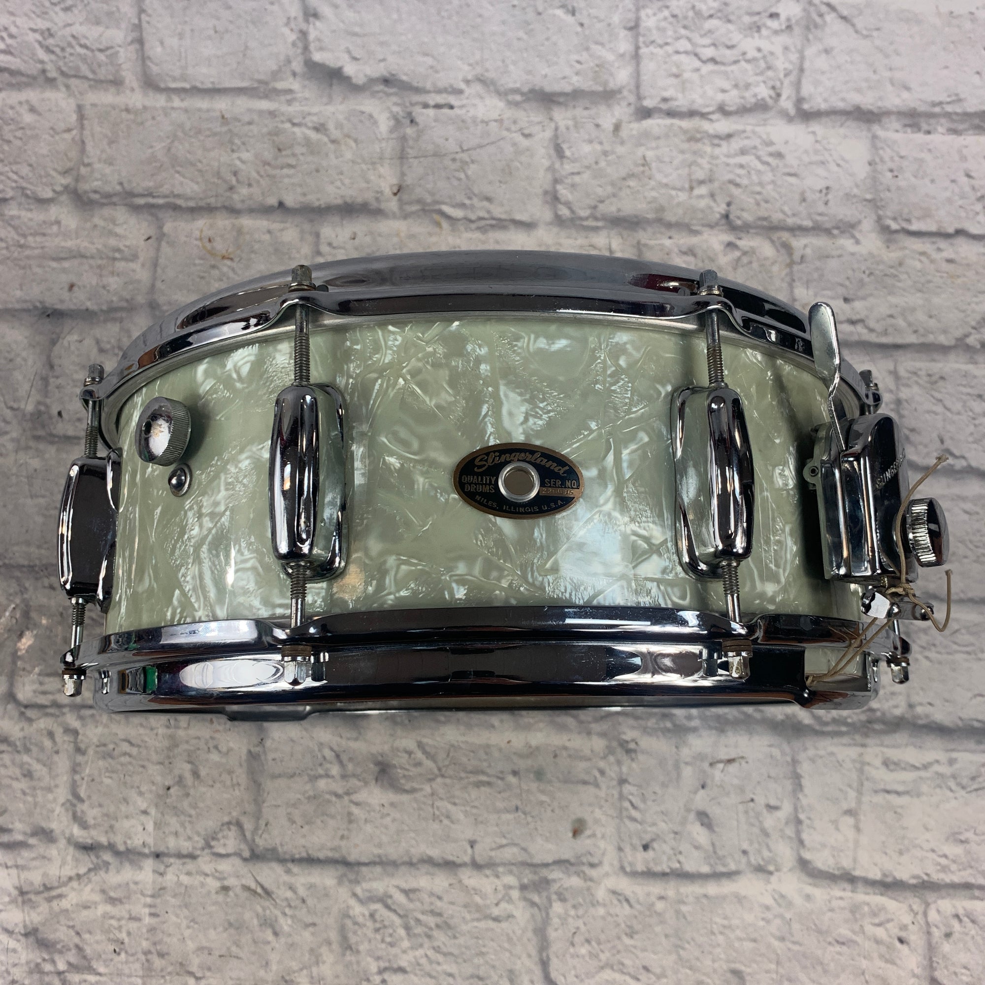 Vintage 1967 Slingerland Gene Krupa 14x5.5 Snare - White Marine Pearl