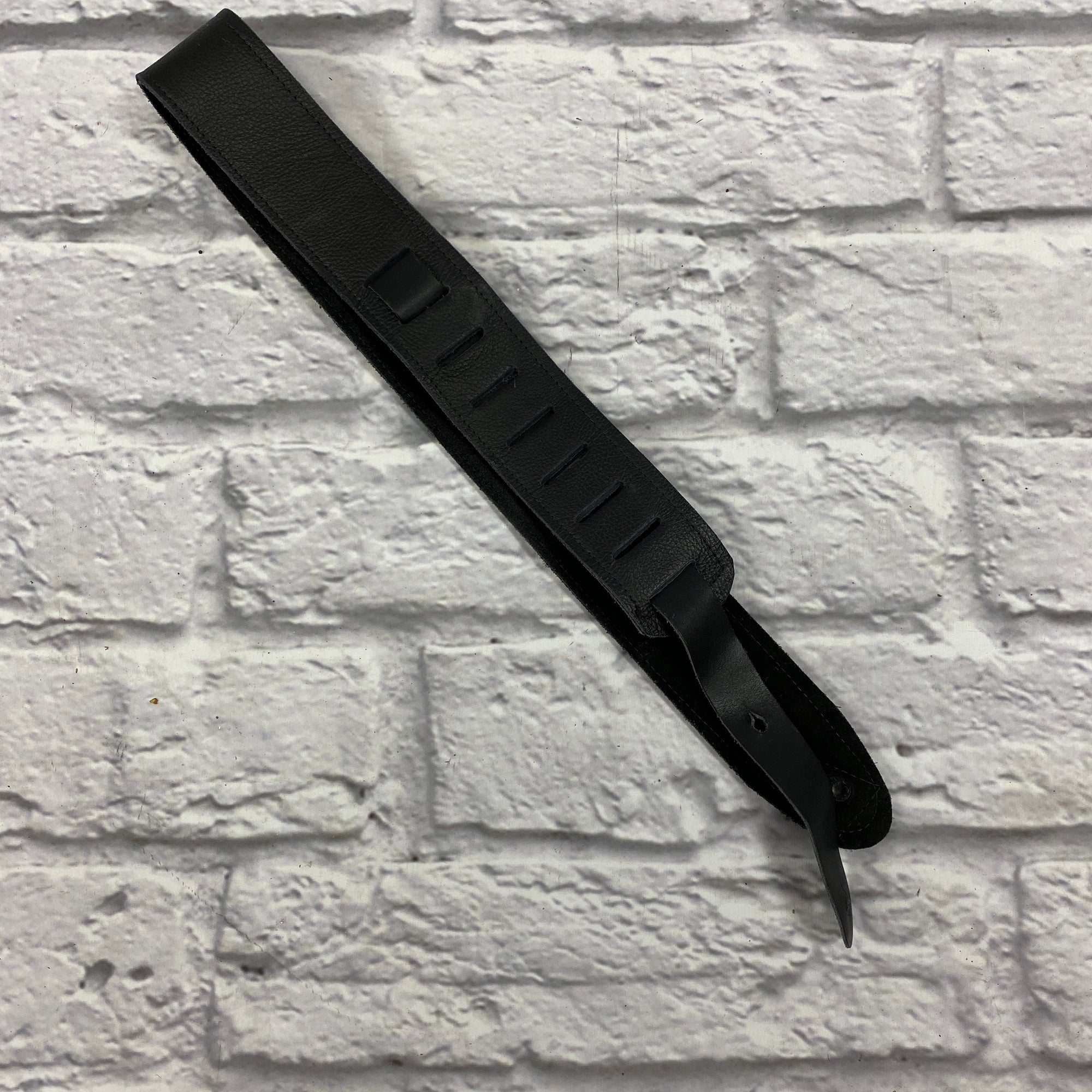 Black Leather Guitar Strap