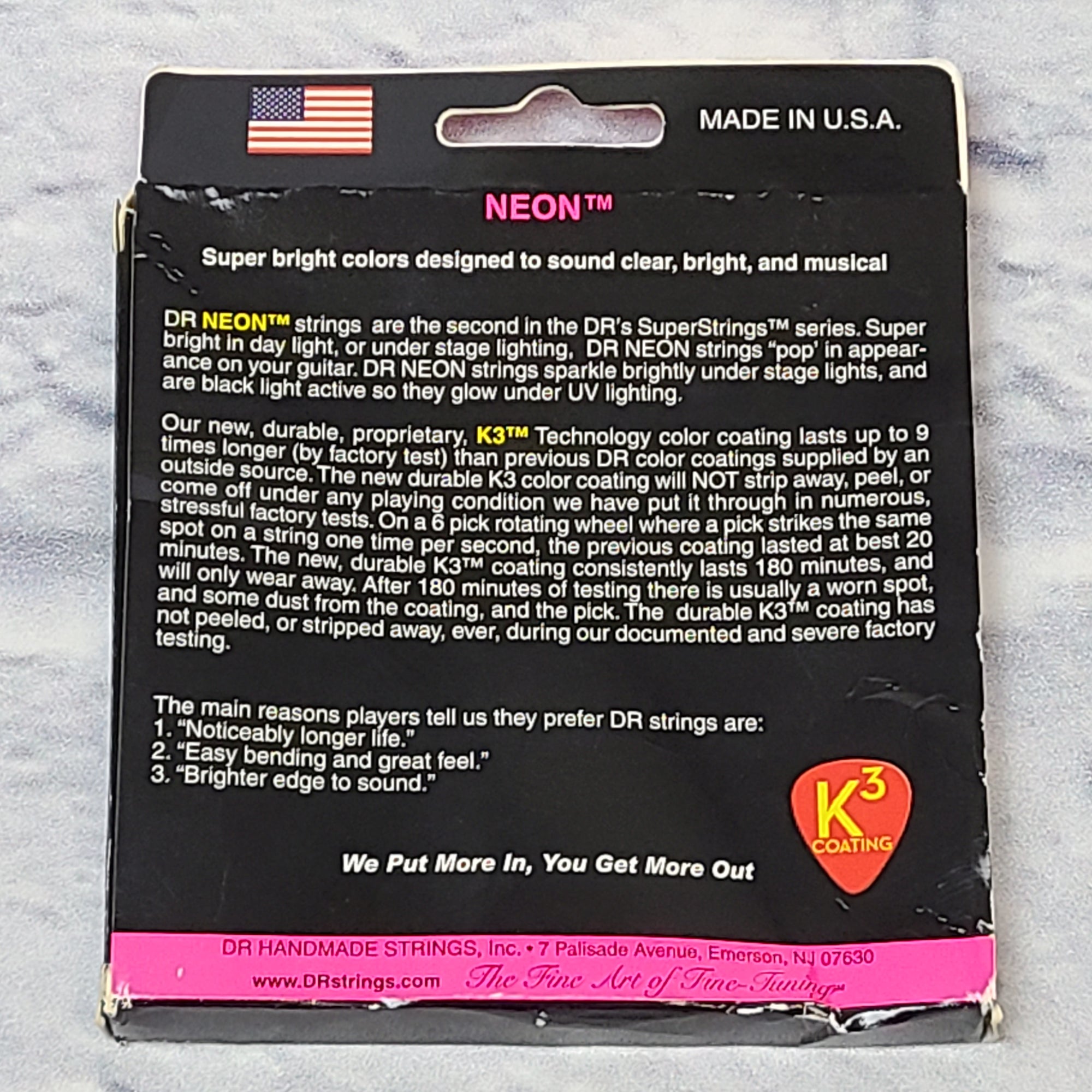 DR Strings Neon Pink 10-46 K3 Coating Electric Guitar String