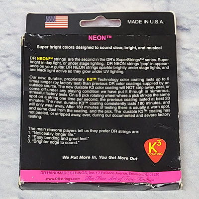 DR Strings Neon Pink 10-46 K3 Coating Electric Guitar String