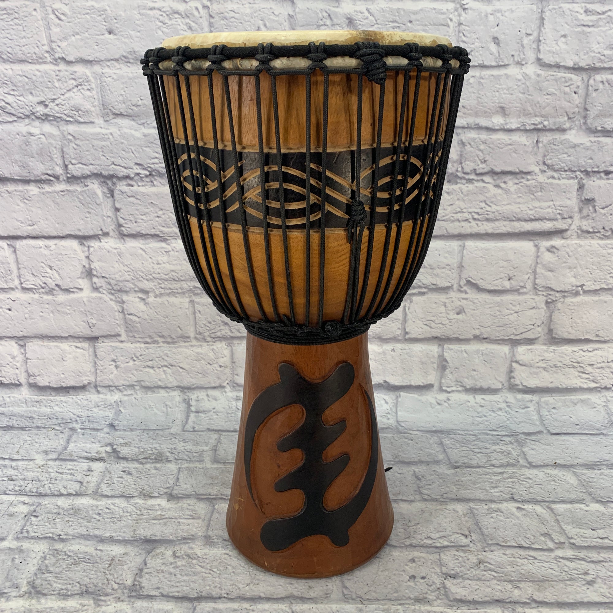 Made Drums 3 Ring Pro Series Djembe Drum 24" x 14" with Gye Nyame Symbol