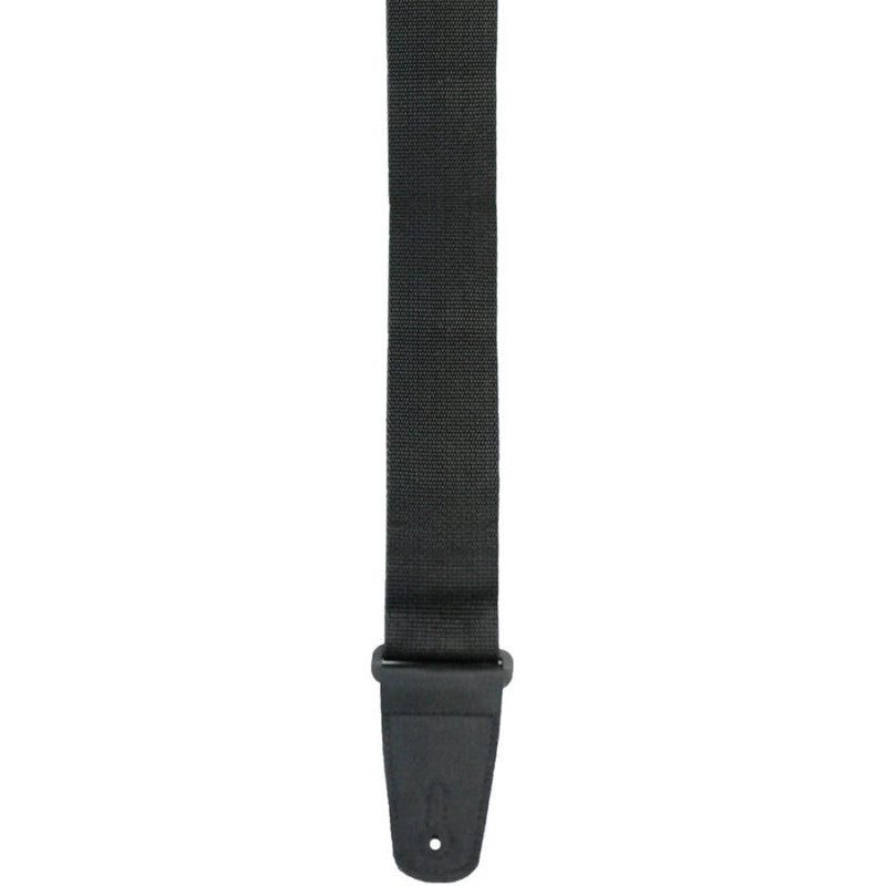 Perri's 2" Nylon Black Guitar Strap with Leather Ends, Fully Adjustable From 34" to 60