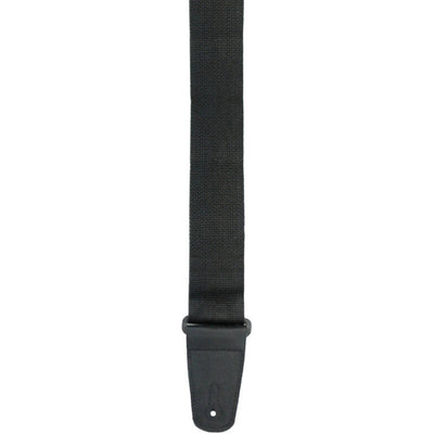 Perri's 2" Nylon Black Guitar Strap with Leather Ends, Fully Adjustable From 34" to 60