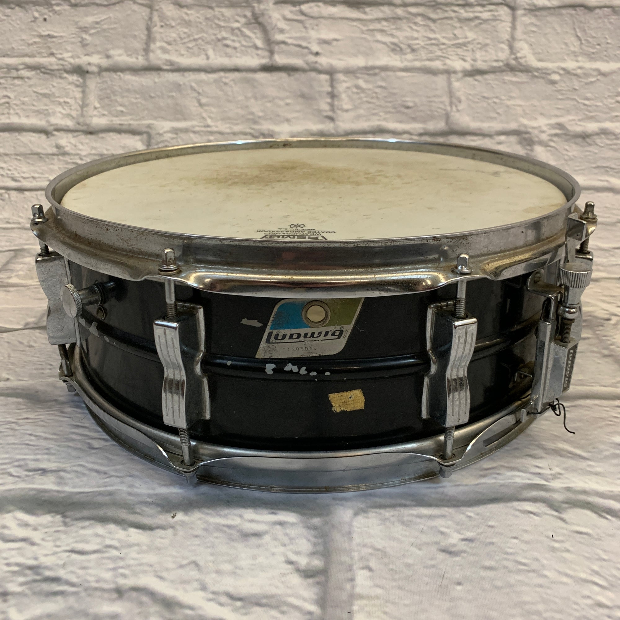 Vintage Ludwig Acrolite Blue Olive 1970's Snare Drum 5 X 14