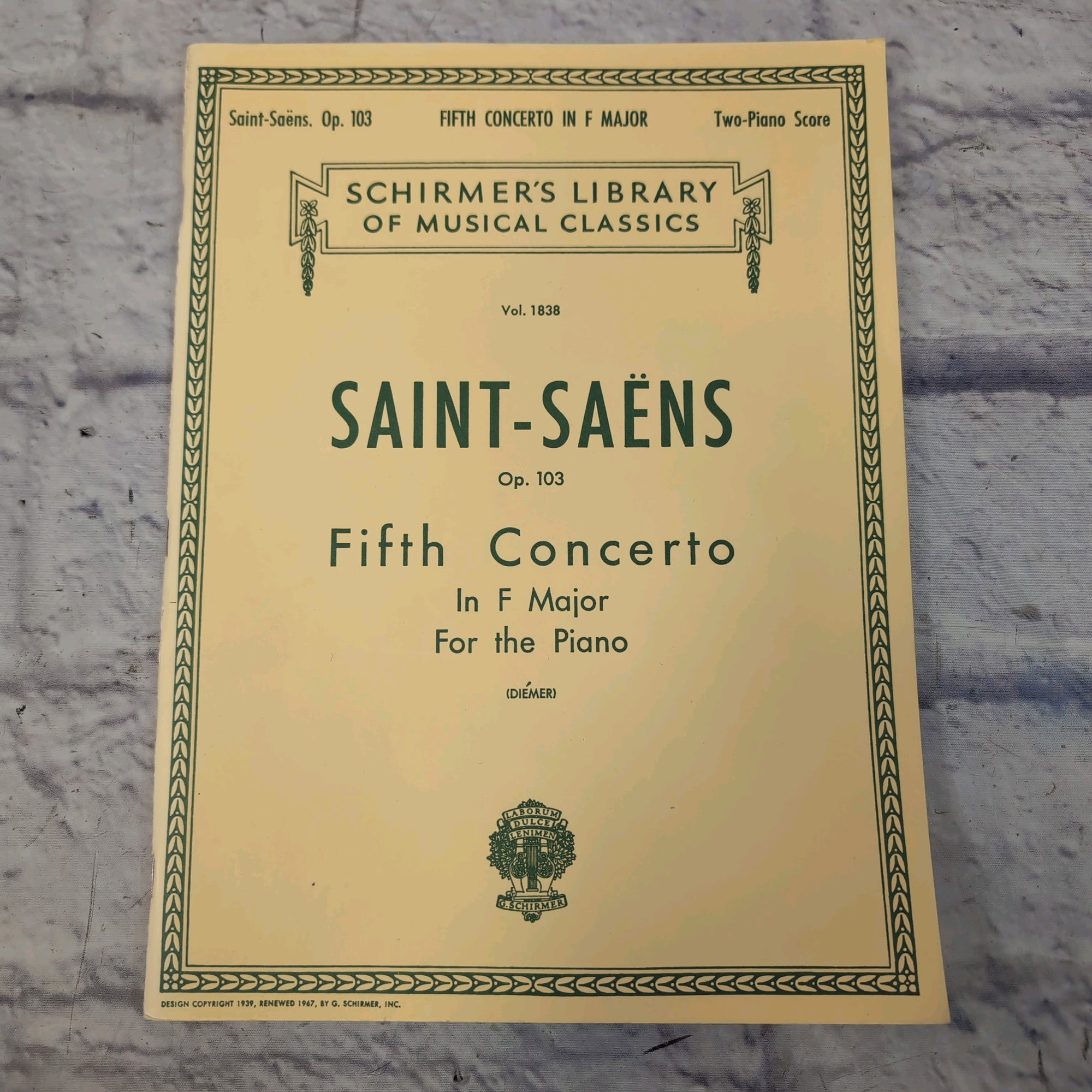 Schirmer's Library Saint-Saens: Op. 103 Fifth Concerto in F Major