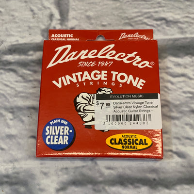 Danelectro Vintage Tone Silver Clear Nylon Classical Acoustic Guitar Strings - Normal Tension