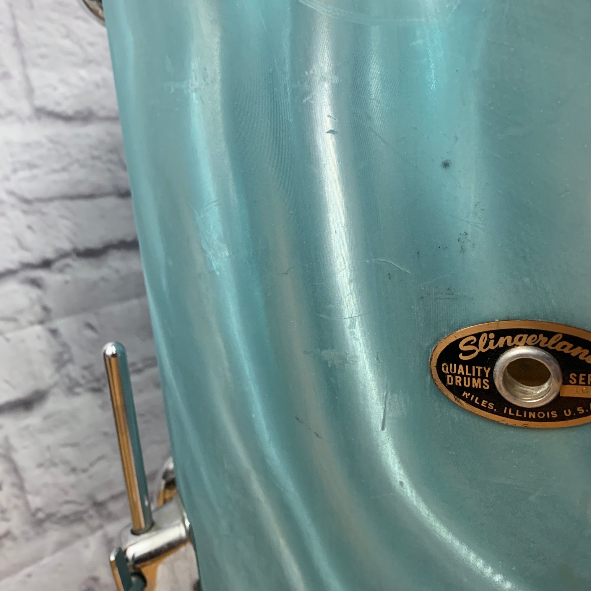 Vintage 1960s Slingerland Aqua Satin Modern Solo 4 Piece Drum Kit