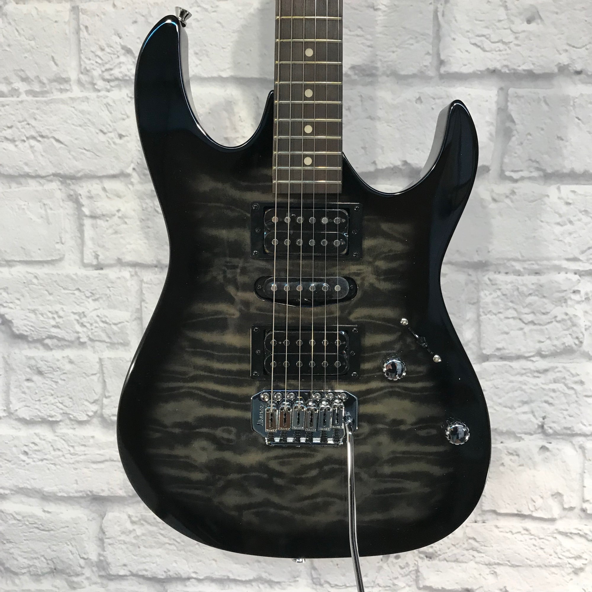 ** Ibanez GIO Series GRX70QA Electric Guitar Transparent Black Burst