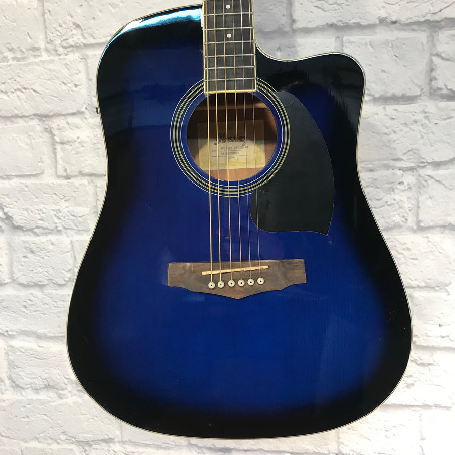 ** Ibanez Performance Series PF15 Cutaway Dreadnought Acoustic-Electric Guitar Transparent Blue Burst