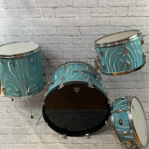 Vintage 1960s Slingerland Aqua Satin Modern Solo 4 Piece Drum Kit