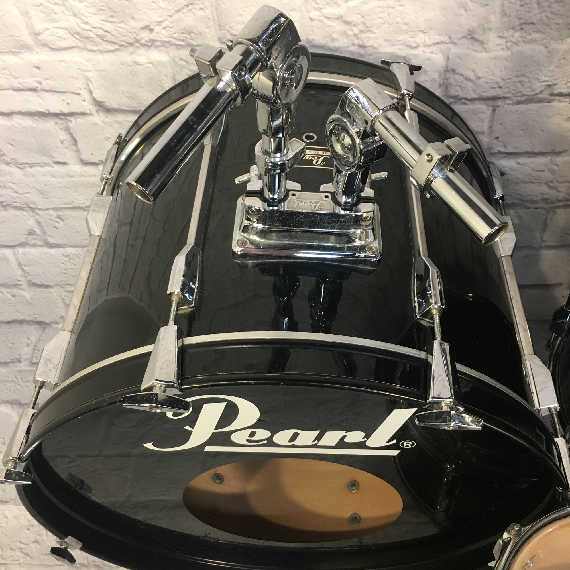 1990's Pearl Export 6 Piece Black Drum Kit