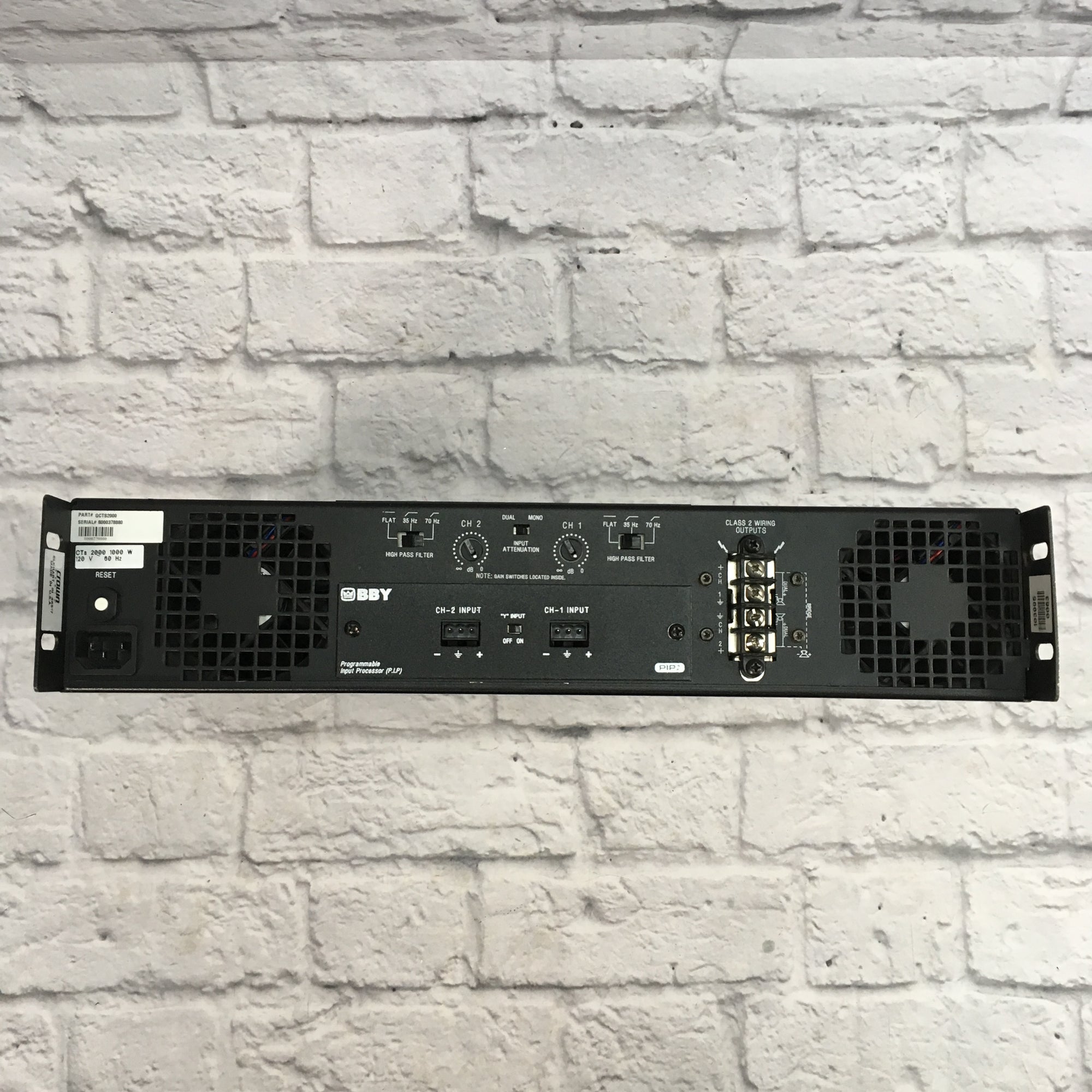 Crown CTS-2000 Power Amp with BBY P.I.P Card Installed
