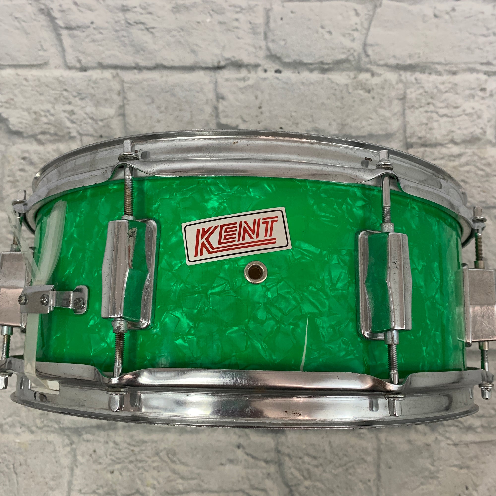Vintage 1970s Kent 14x5 inch Snare Drum Green Pearl