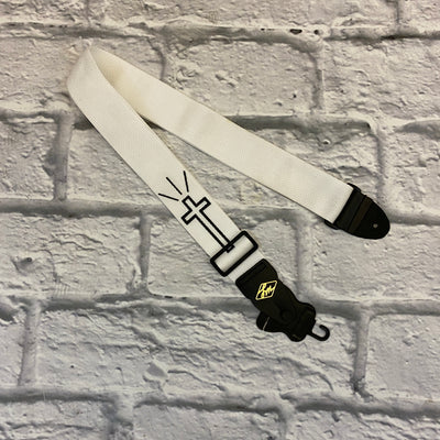 LM Products PS-4H Cross Guitar Strap - White