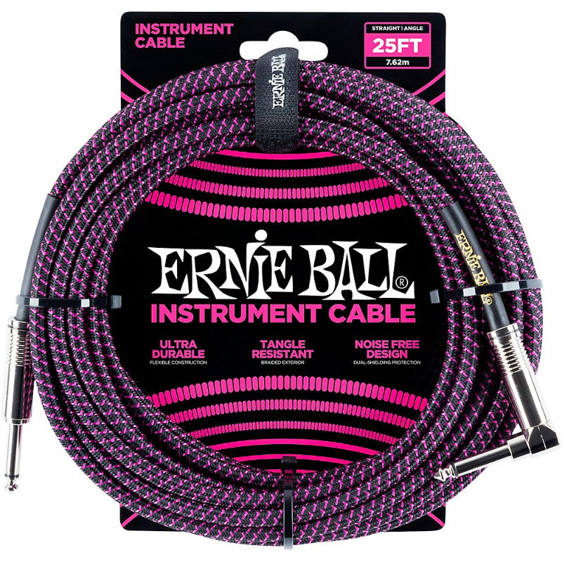 Ernie Ball 6068 Instrument Cable 25' Braided Purple/Black