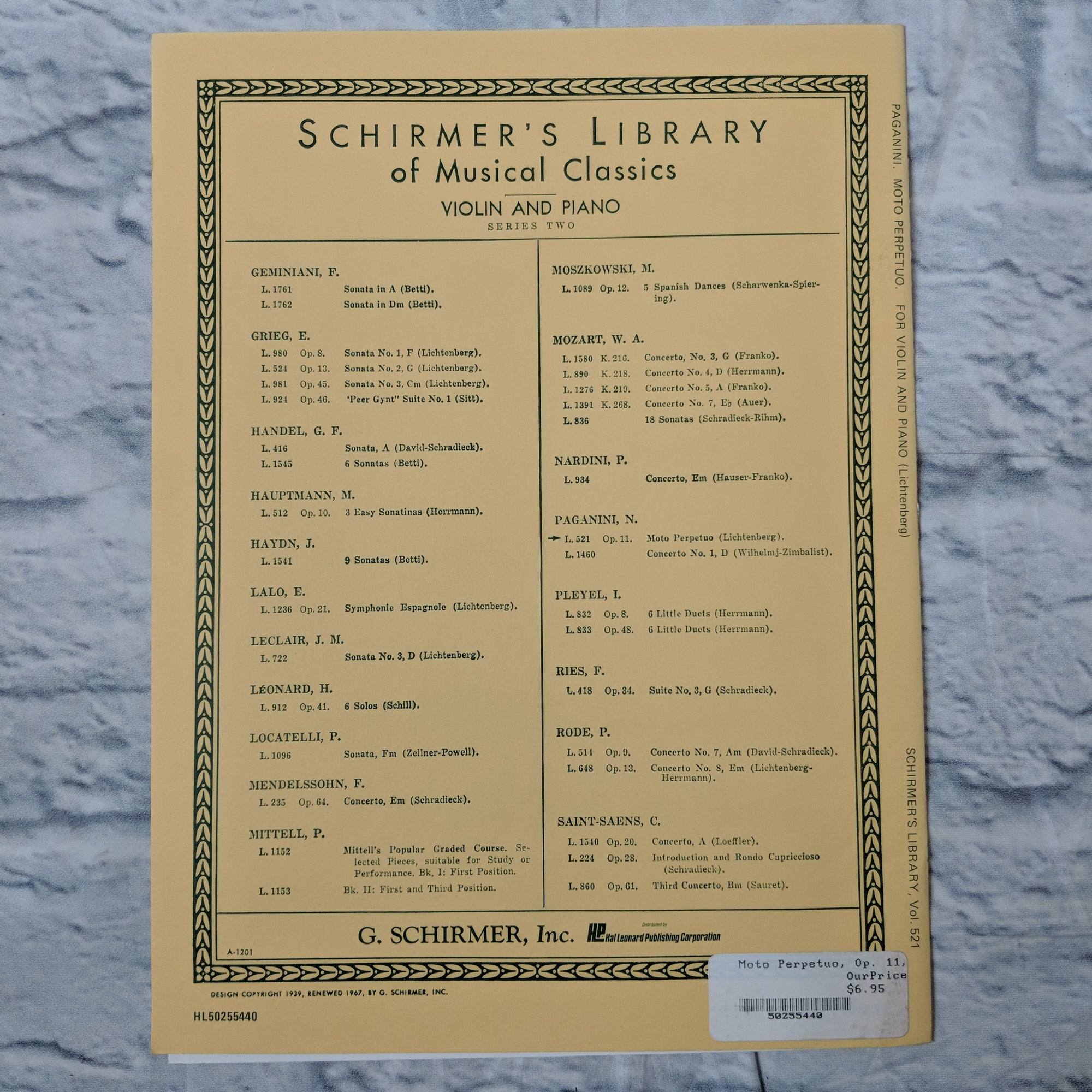 Paganini. Op.11. Moto Perpetuo For Violin and Piano Volume 521 (Lichtenberg)