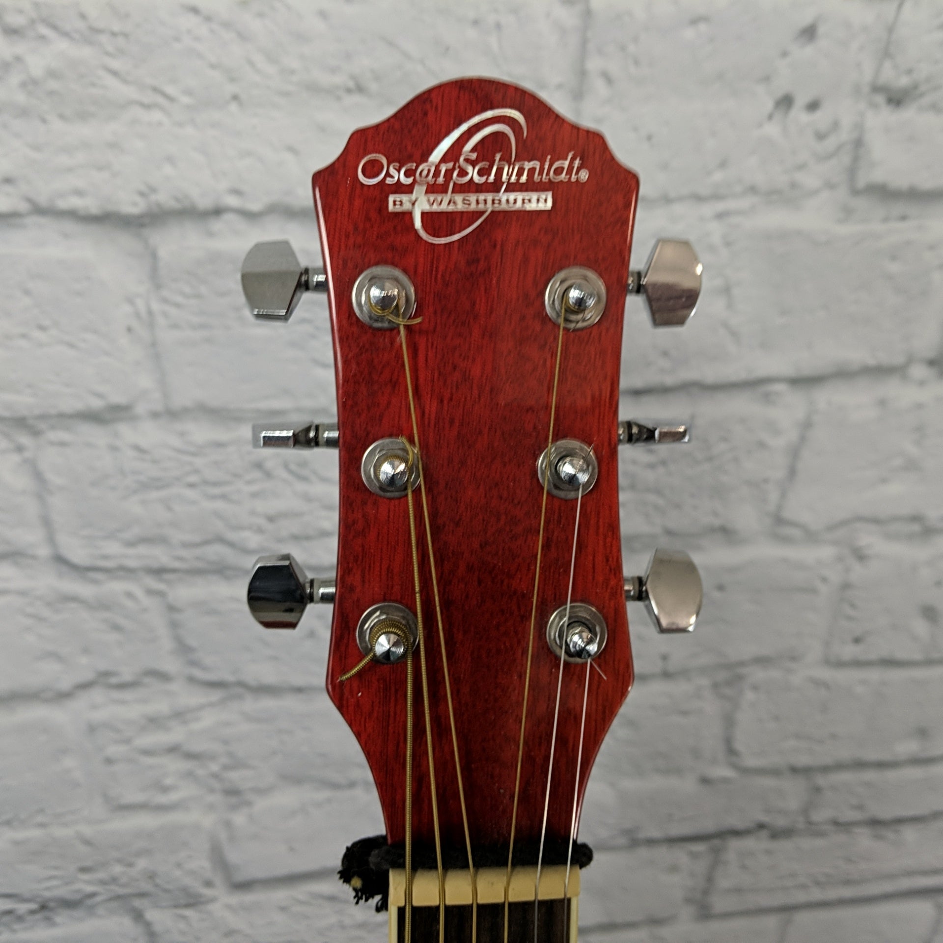 Oscar Schmidt OG21 TR Trans Red Acoustic Guitar with built in tuner