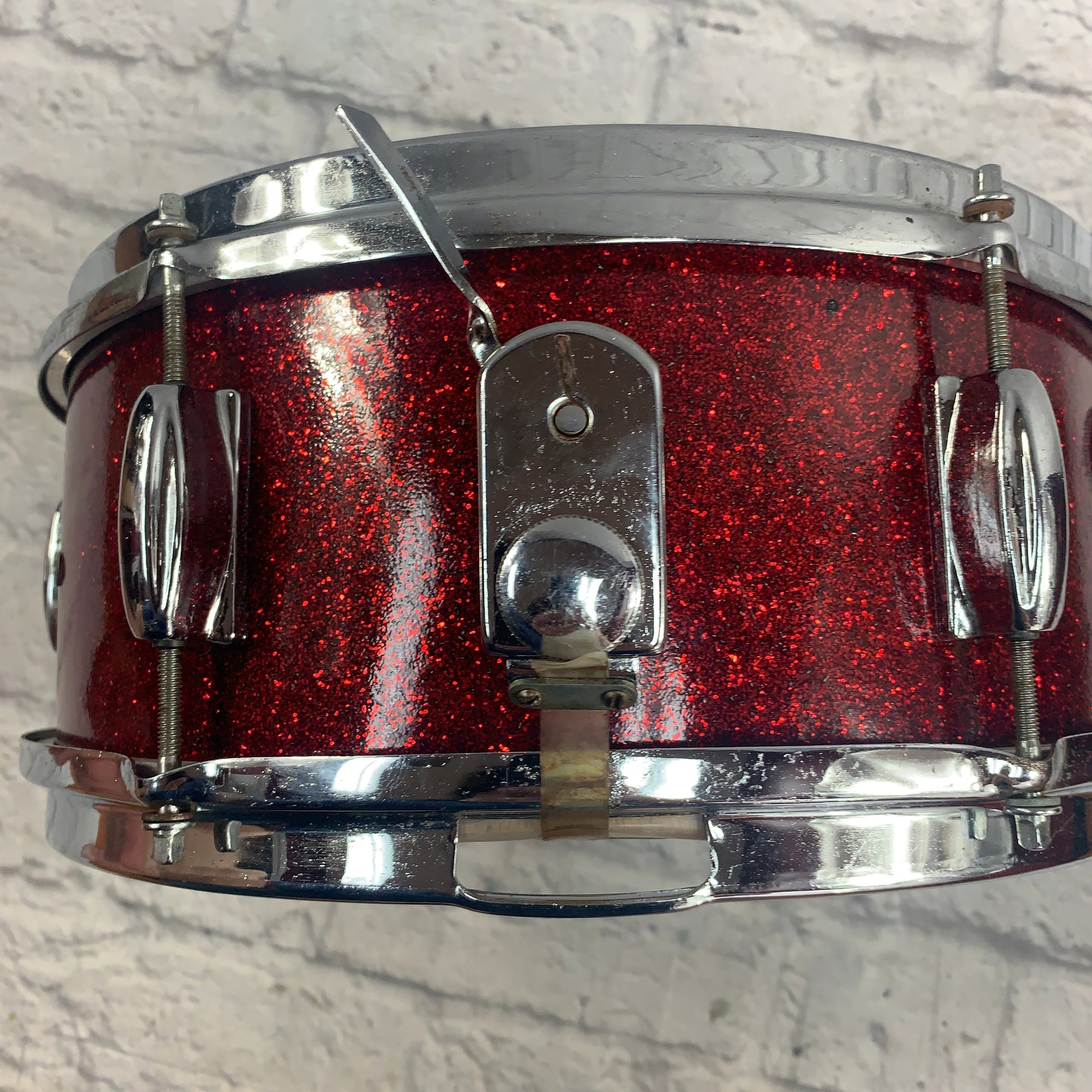 Vintage 1960s Japenese Pearl 14 Red Sparkle Snare Drum