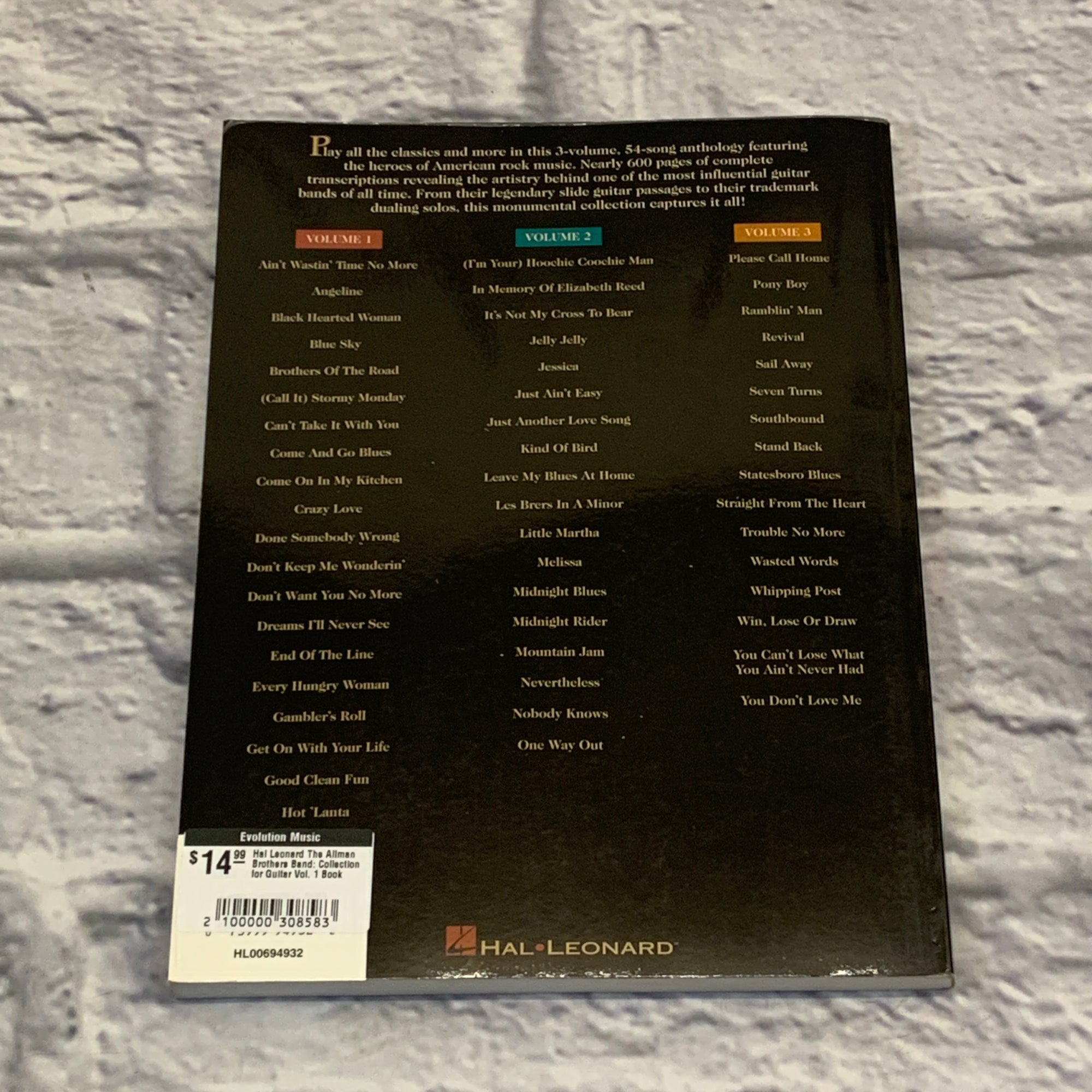 Hal Leonard The Allman Brothers Band: Collection for Guitar Vol. 1 Book