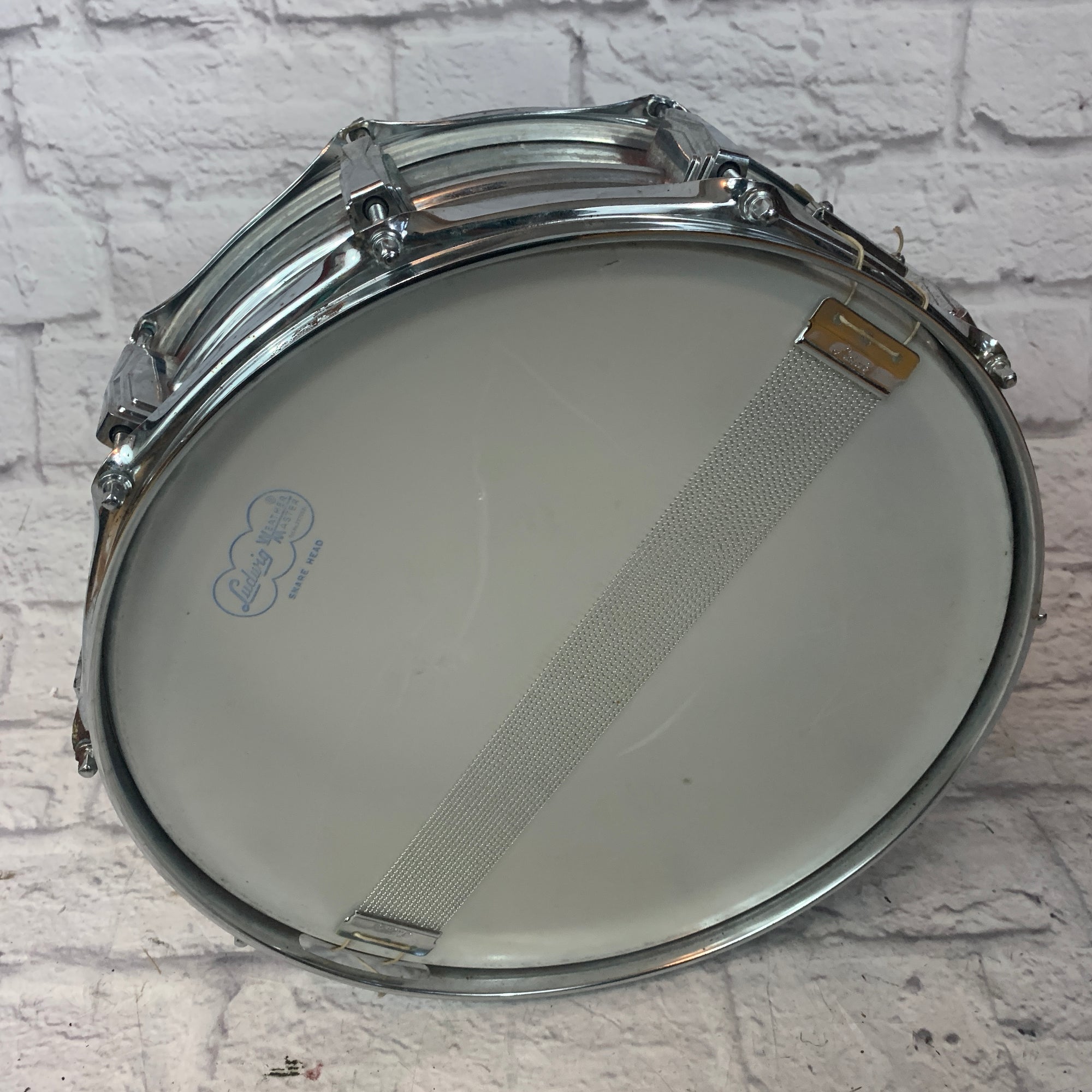 1970's LUDWIG SNARE DRUM BLUE & OLIVE BADGE 6.5"X14" AS IS