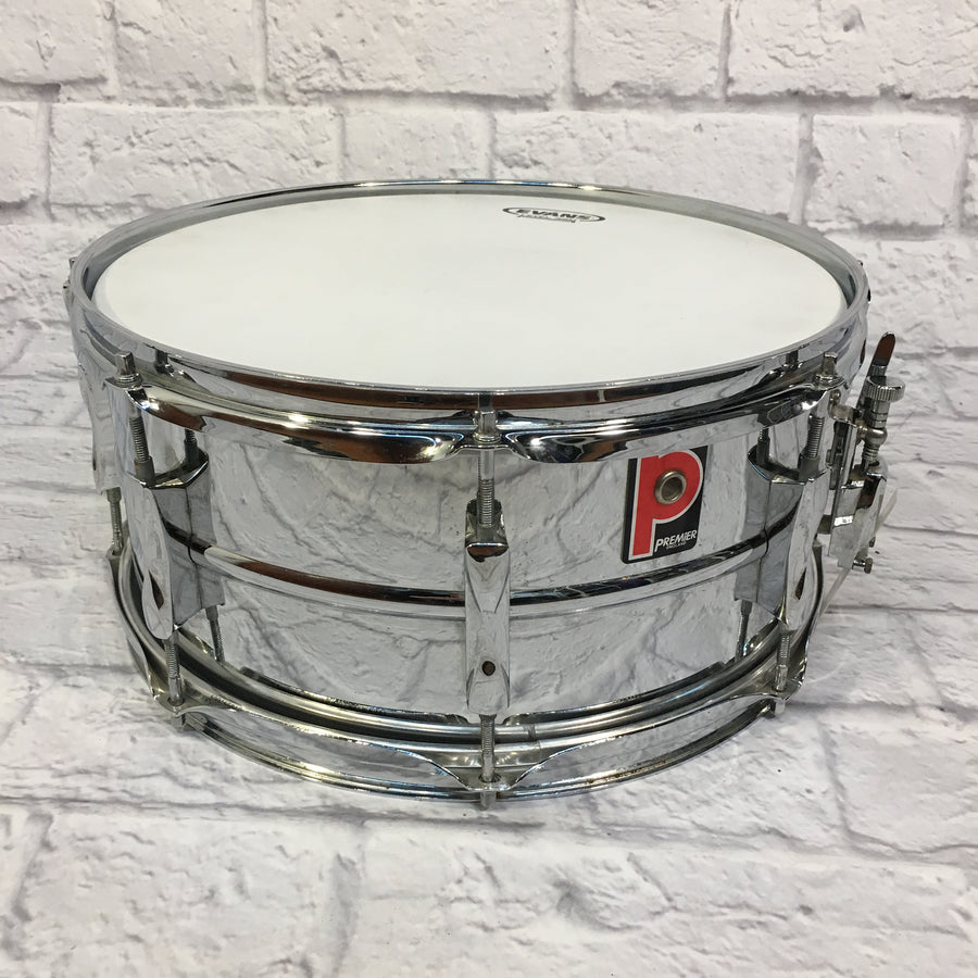 Premier 14x6.5 8 Lug Chrome Steel Snare Drum