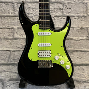 Partscaster HSS Electric Guitar Black w/ Neon Green Pickguard