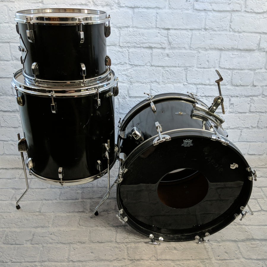 Vintage 1959 Leedy 3pc Black Drum Kit 20 13 16