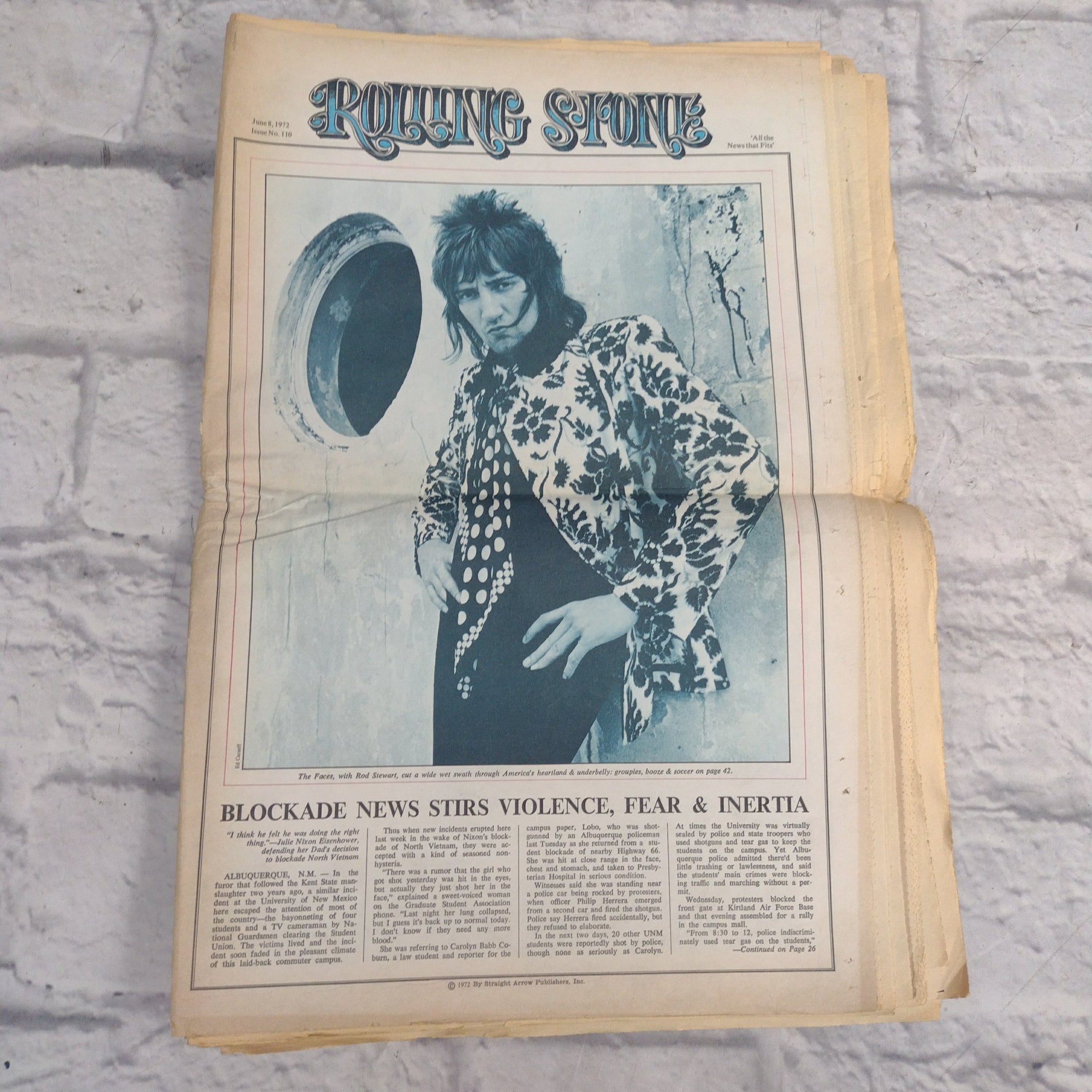 Vintage Rolling Stone Magazine - No 110 June 8 1972 - George McGovern Rod Stewart Cover