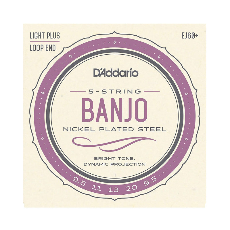 D'addario 5 String Banjo Nickel Plated Steel Strings - EJ60+