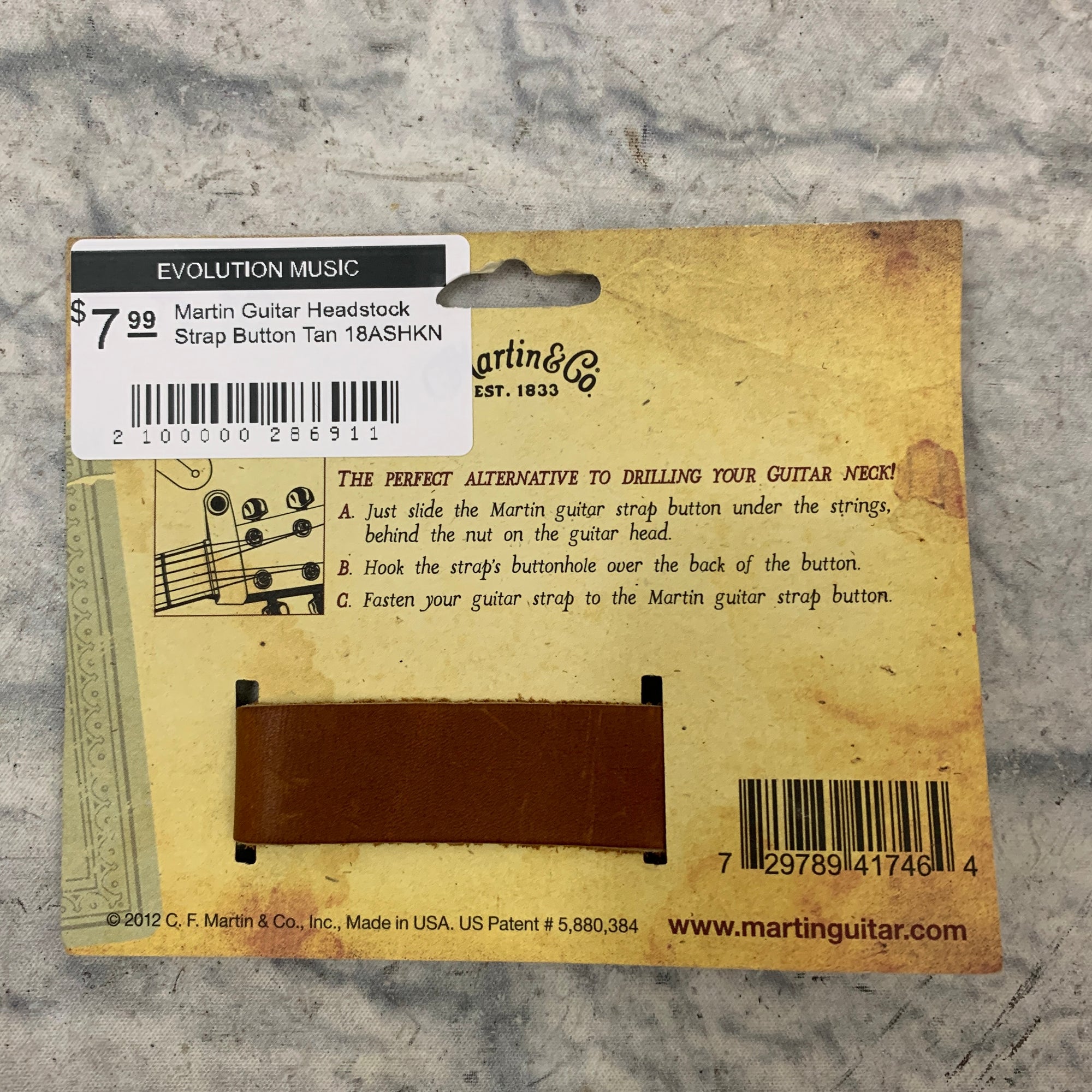 Martin Guitar Headstock Brown Strap Button