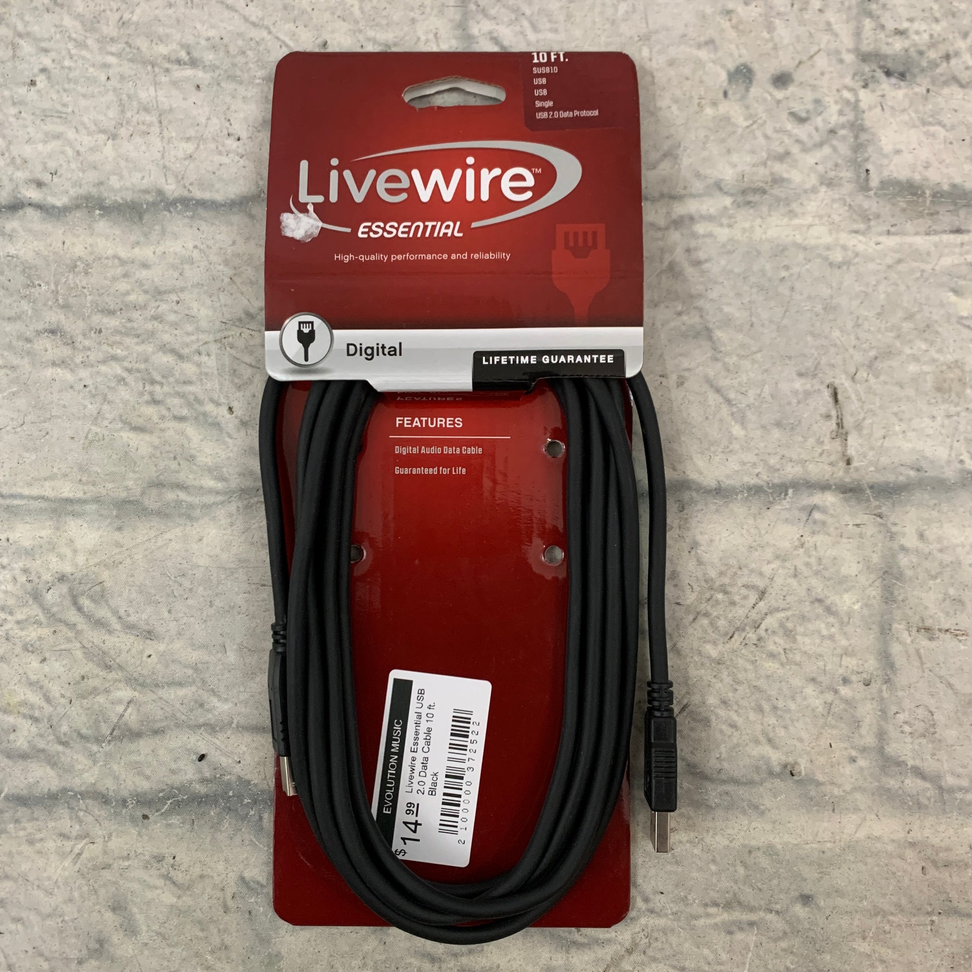 Livewire Essential USB 2.0 Data Cable 10 ft. Black