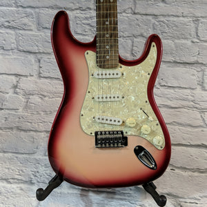 Crestwood Strat Electric Guitar Strawberry Sparkle Burst Finish