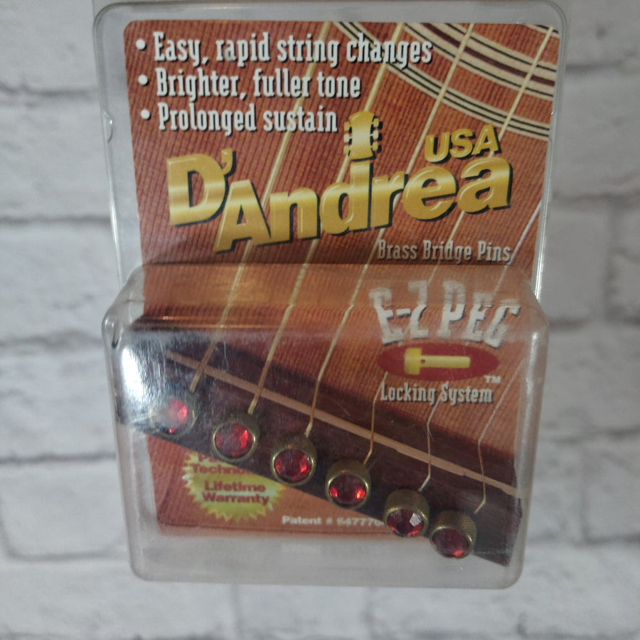 D'andrea EZP4R E-Z Peg Locking System Ruby Acoustic Guitar Bridge Pins
