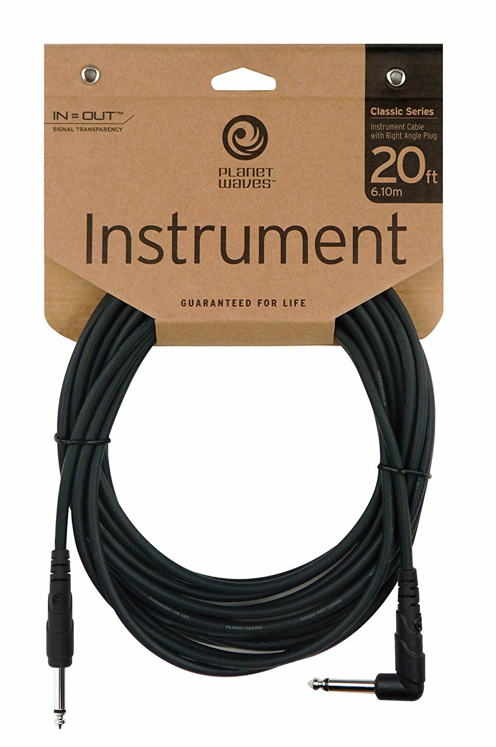 D'Addario 20' Classic Series Right Angle Instrument Cable