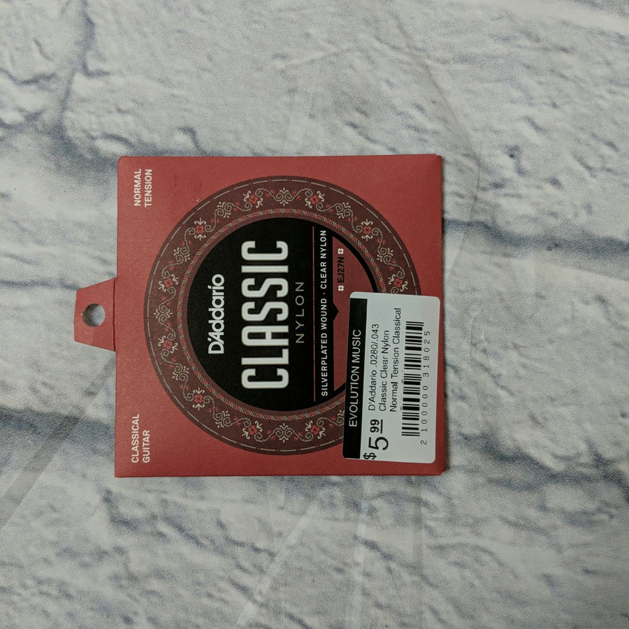 D'Addario EJ27N  .0280/.043 Classic Clear Nylon Normal Tension Classical Guitar Strings