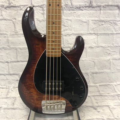 Sterling Stingray 5 String Bass Quilted Maple Island Burst