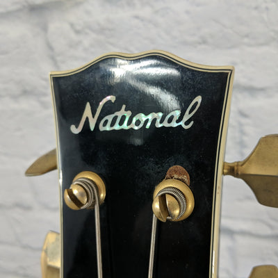 Vintage National 4 String Bass Single Cutaway (LP 477-2B) 70's Black with Binding