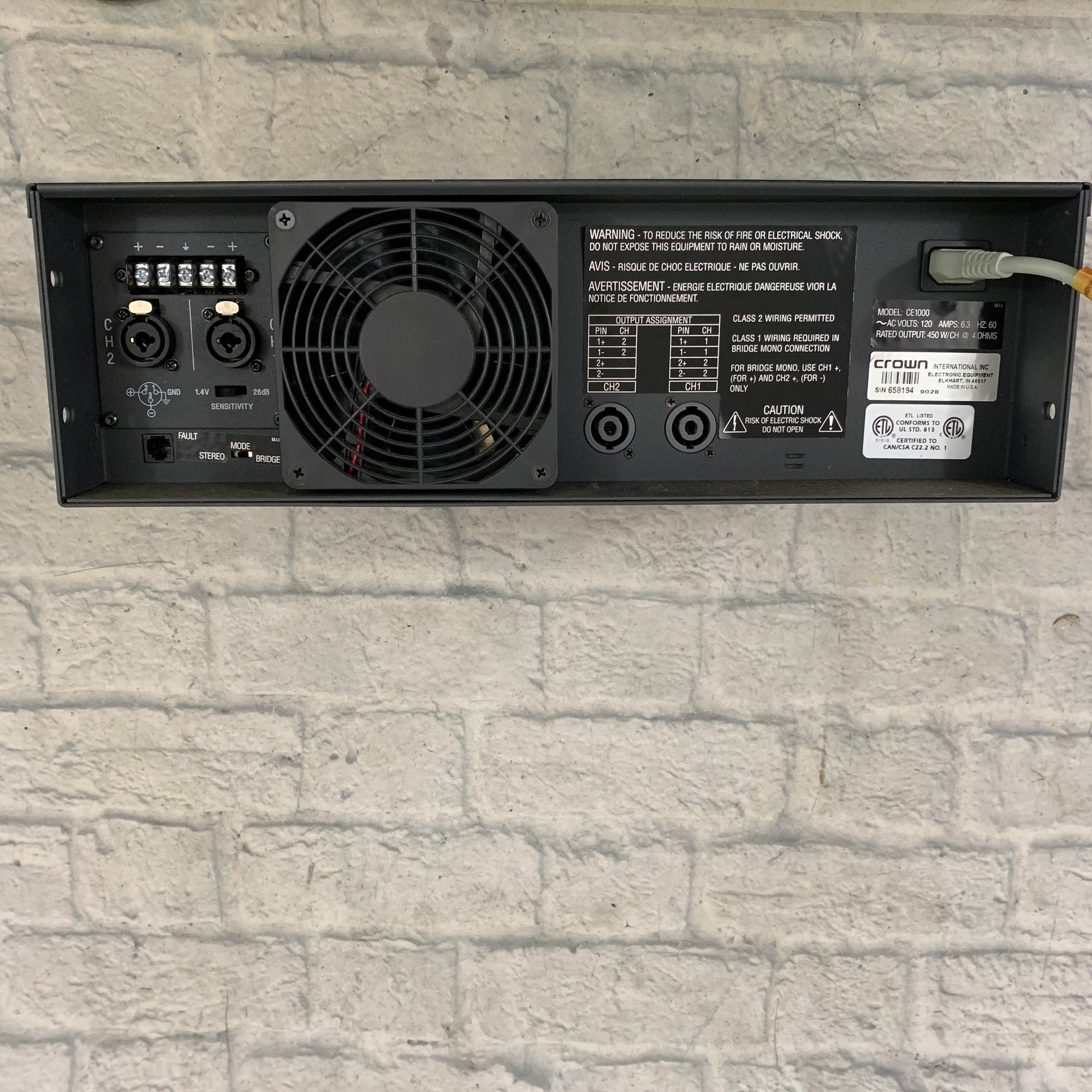 Crown CE-1000 Rackmount Power Amplifier