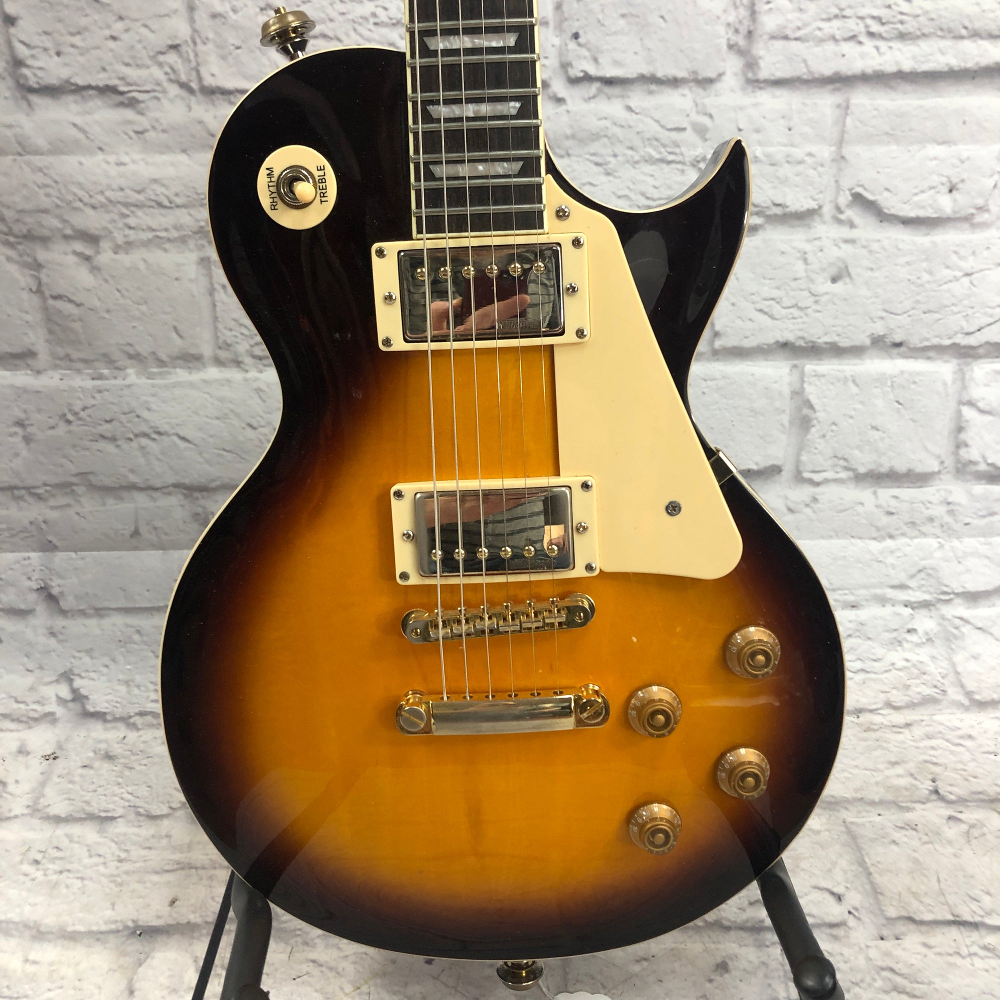 vintage v100 tobacco sunburst ICON Electric Guitar ~ Distressed Black Over : Musical Instruments designed and created by Trev Wilkinson and the UK Vintage design team Vintage V100 ICON Electric Guitar