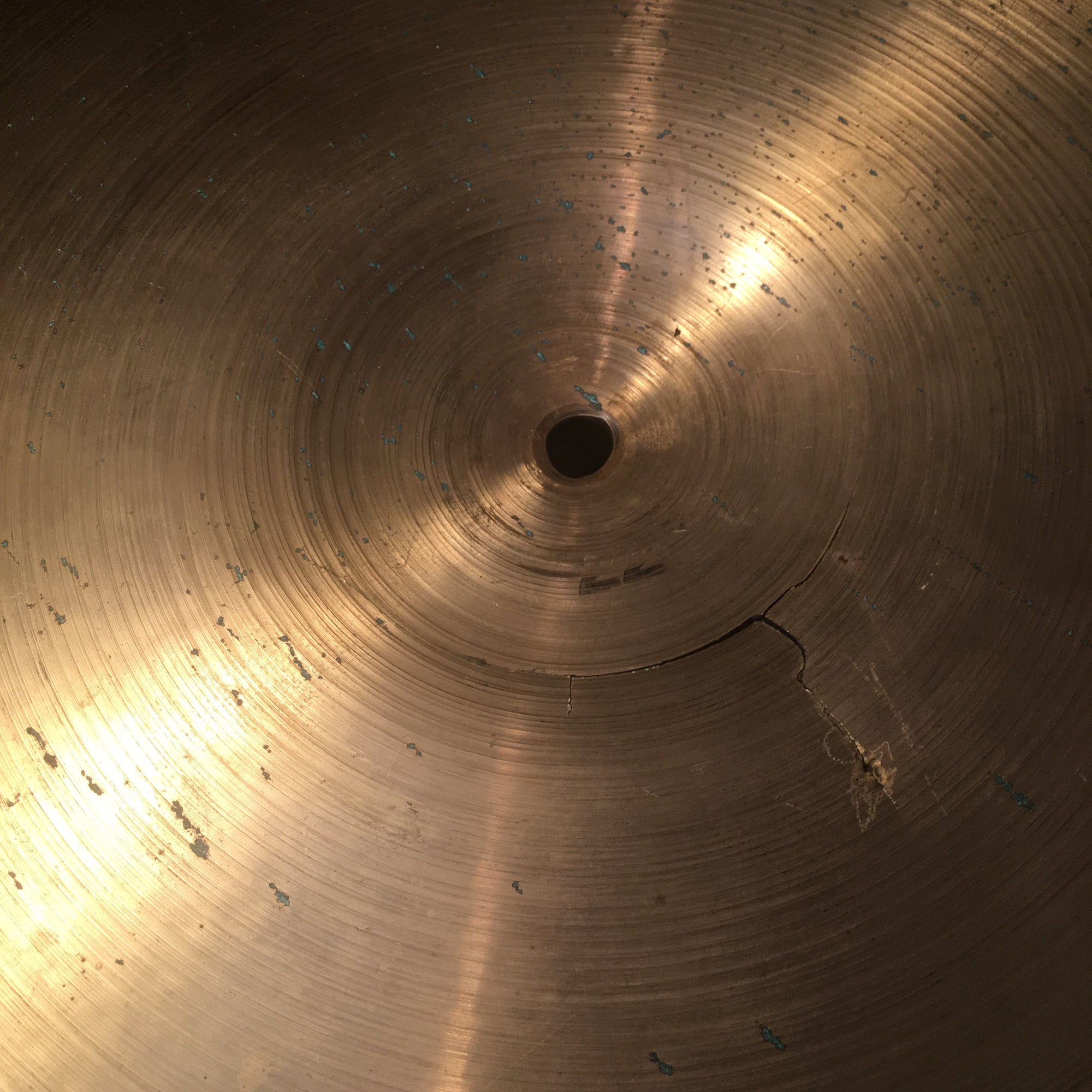1976 Vintage 22in Paiste 2002 Black Logo Bonham CRACKED Ride Cymbal