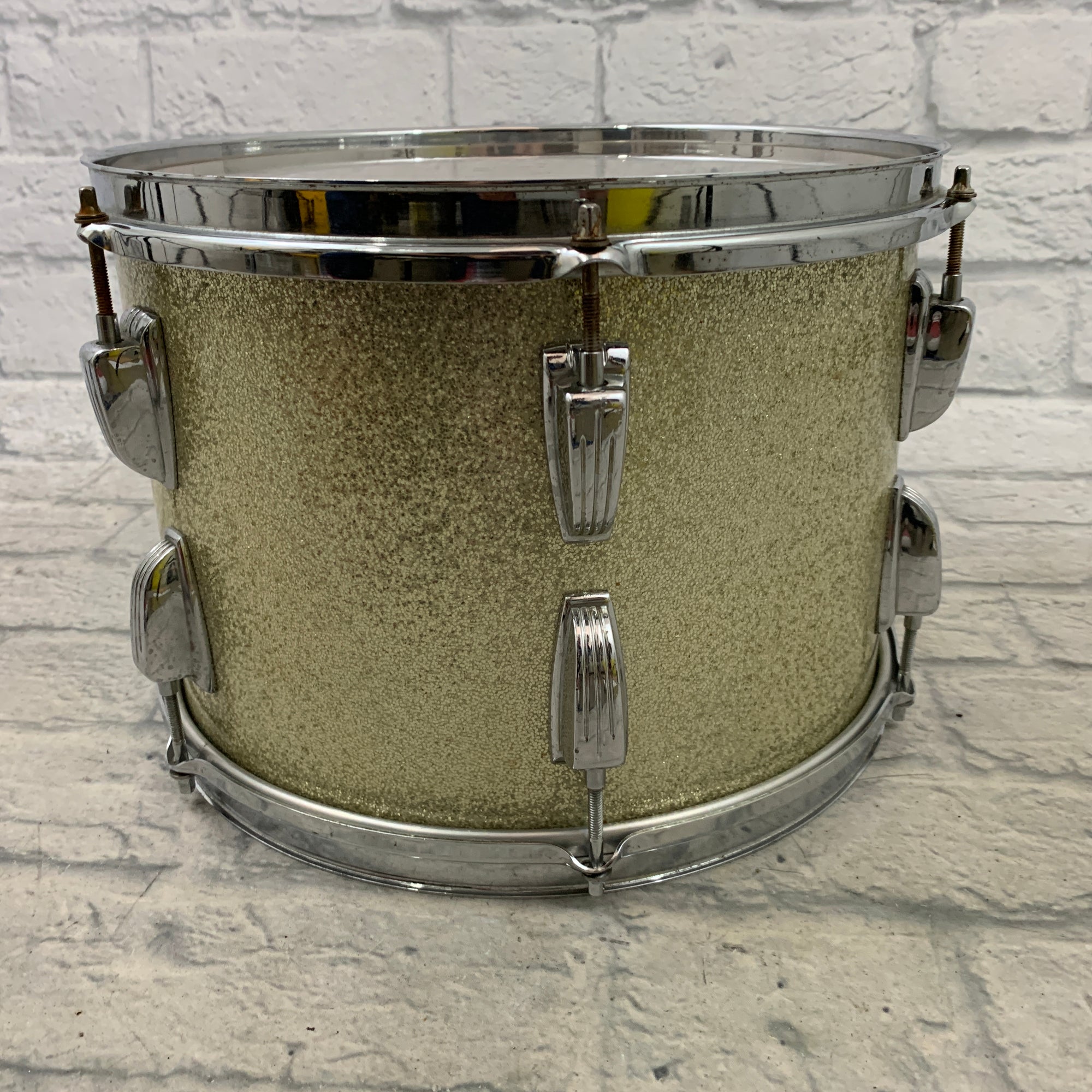 Vintage 1950s Transition Badge Ludwig 9 x 13 Rack Tom Silver Sparkle