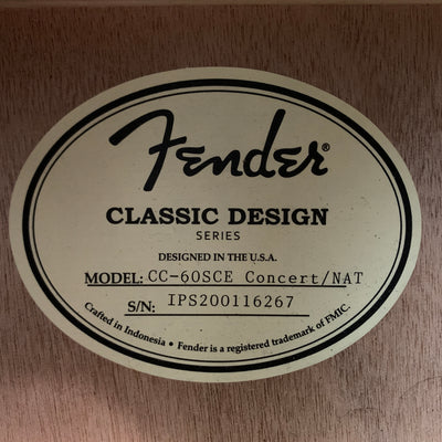 Fender CC-60SCE Natural Concert Acoustic Guitar