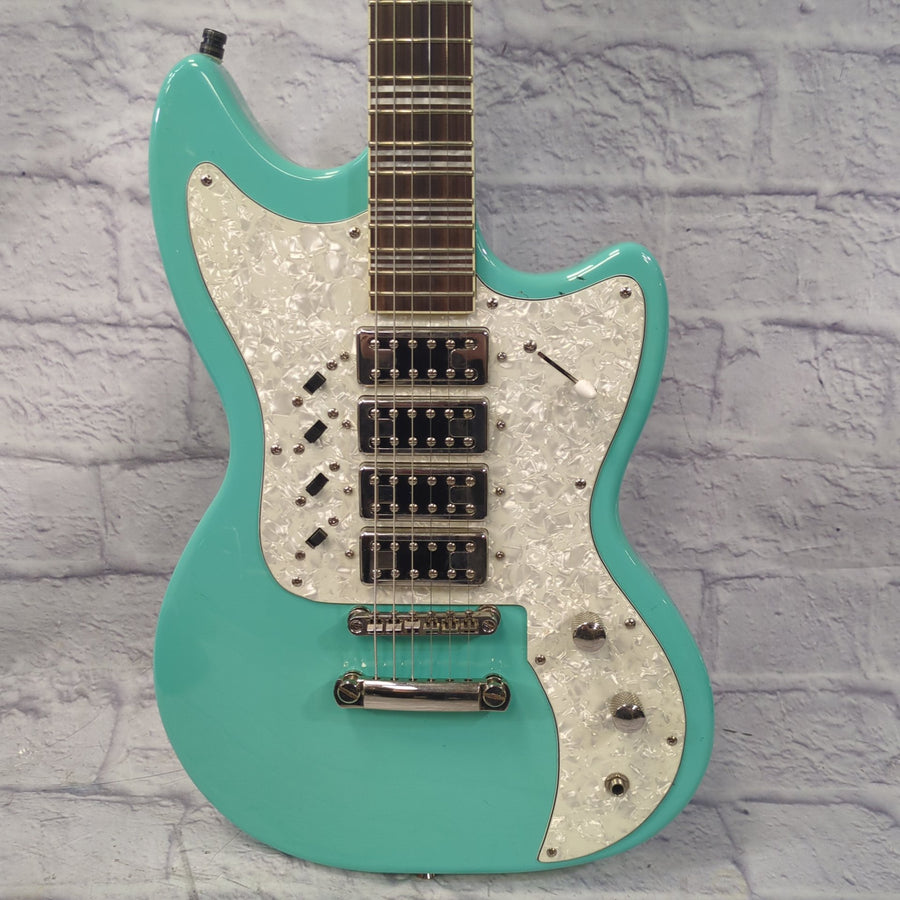 Hutchins Doodlebug Triple Mini Humbucker Surf Green Electric Guitar