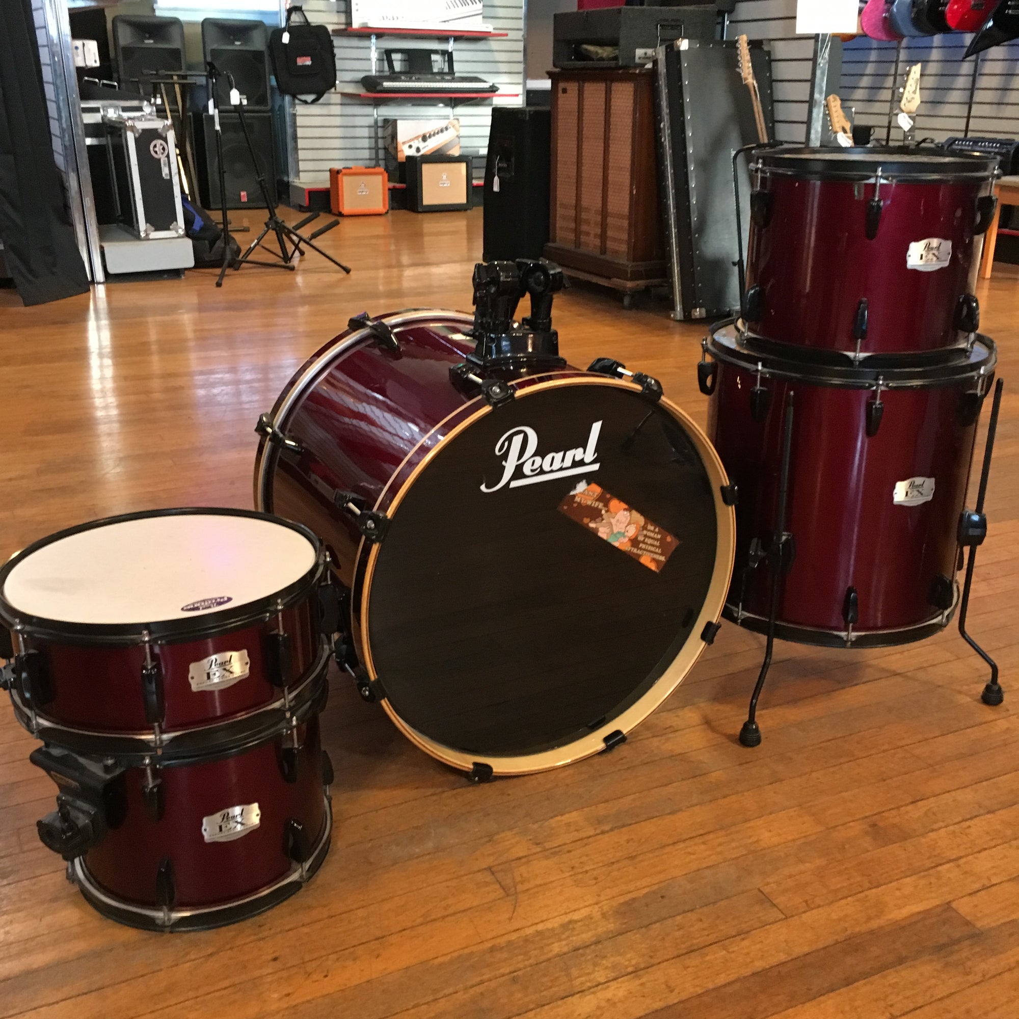 Pearl Export Series 5 Piece Drum Kit Wine Red