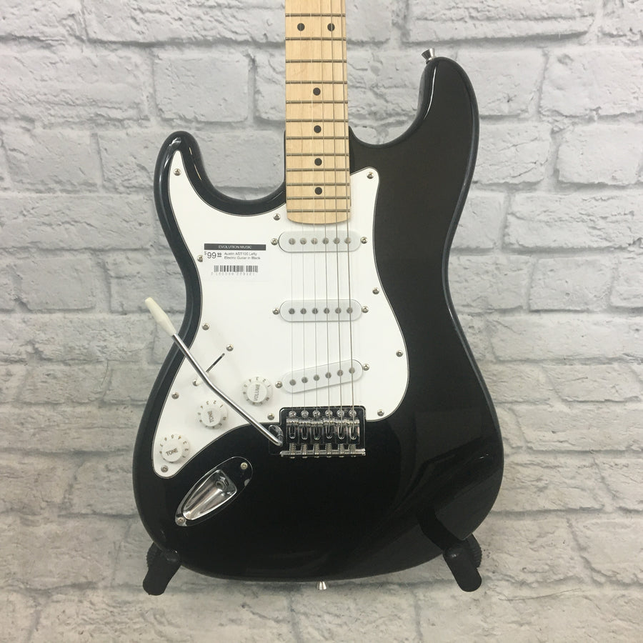 Austin AST100 Lefty Electric Guitar in Black