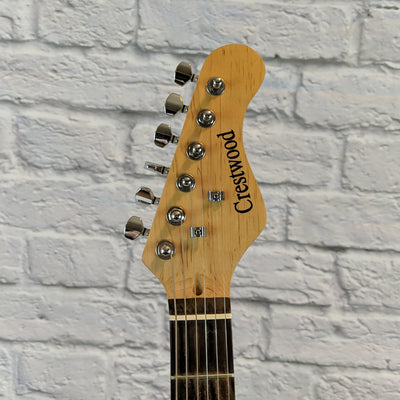 Crestwood Strat Electric Guitar Strawberry Sparkle Burst Finish