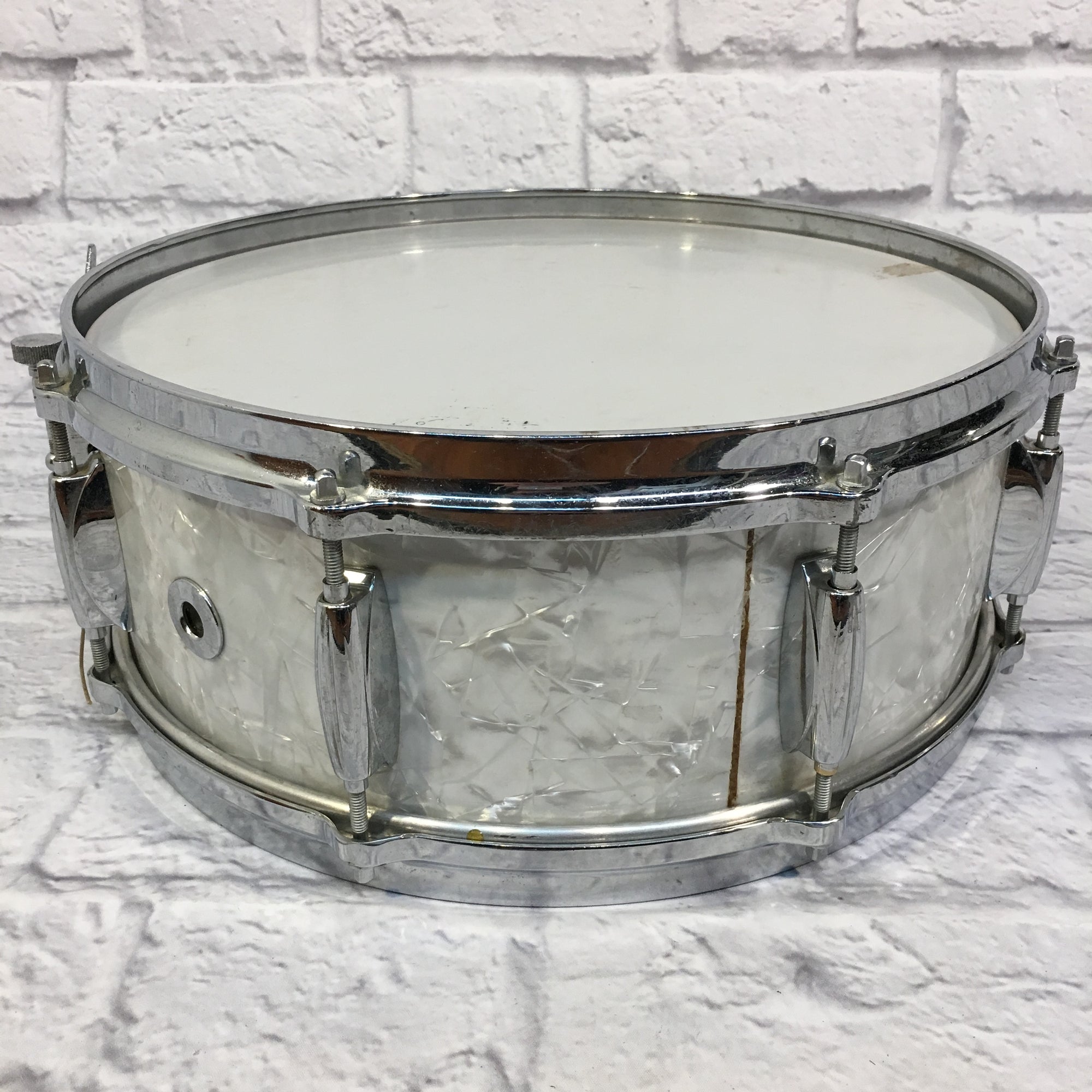 1960s Gretsch 4103 14x5 4 Ply Jasper Shell White Marine Pearl Snare Drum