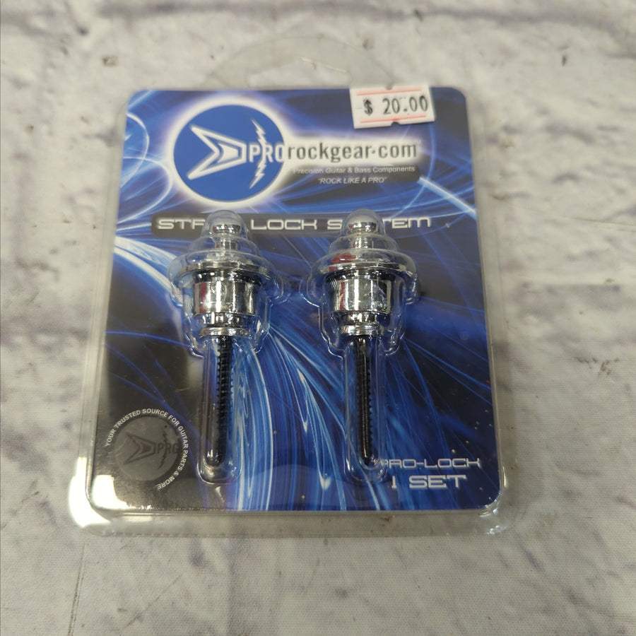 Pro Strap Lock System Chrome Pair Set  for Guitar / Bass  by Pro Rock Gear